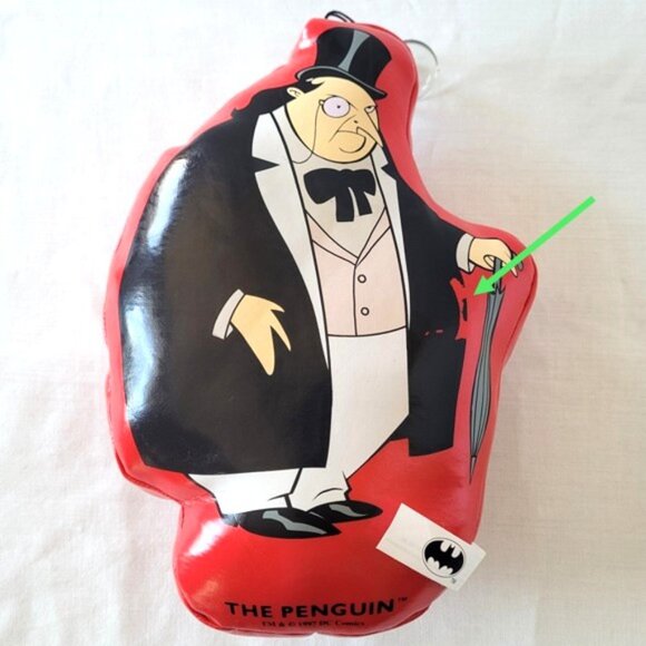 Vintage 1997 The Penguin Carnival Capers Plush Pillow w/ Suction Cup DC Comics - Picture 10 of 10